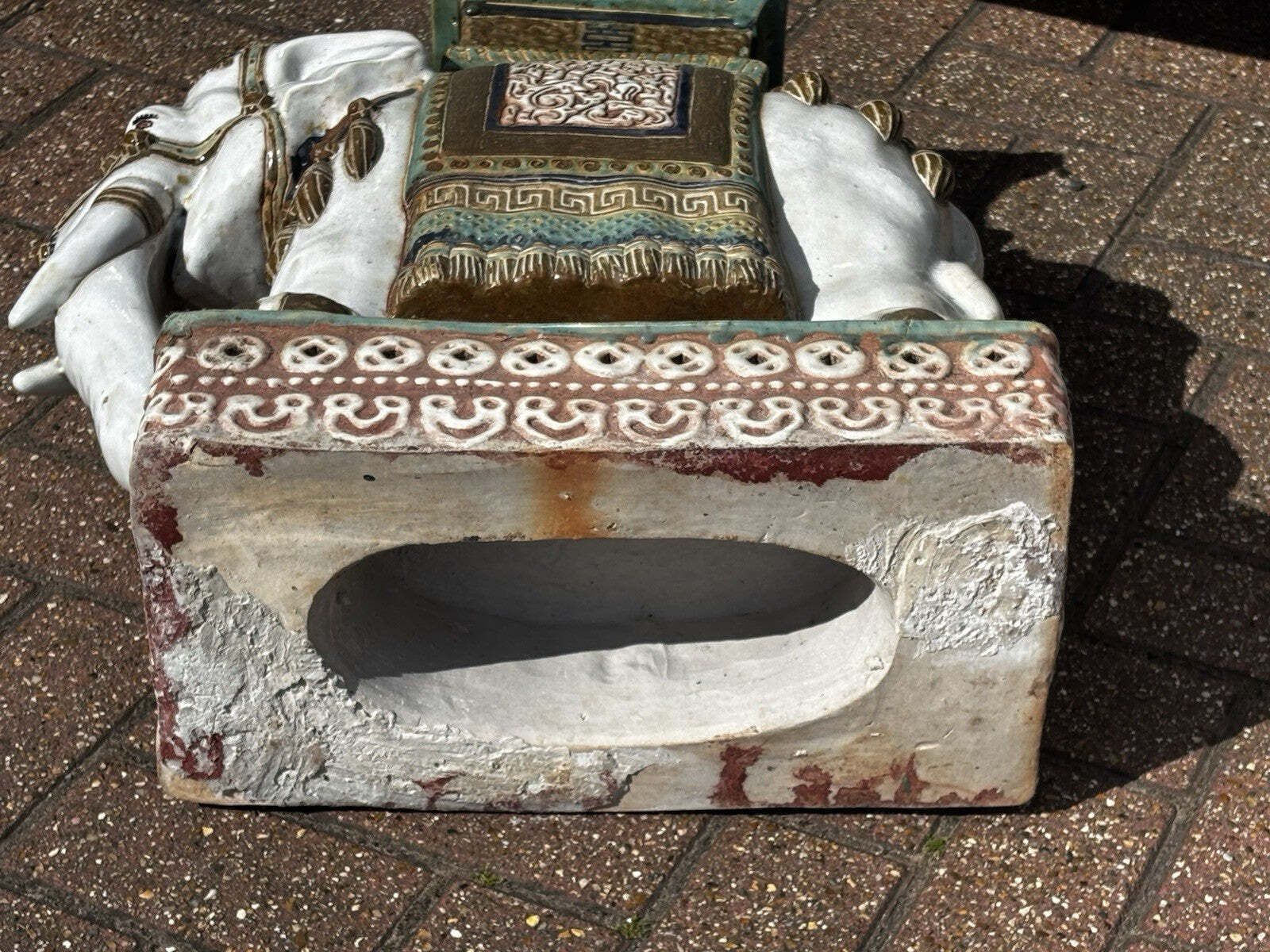 Large Old Chinese Ceramic Elephant Garden Stool. photo Garden Furniture