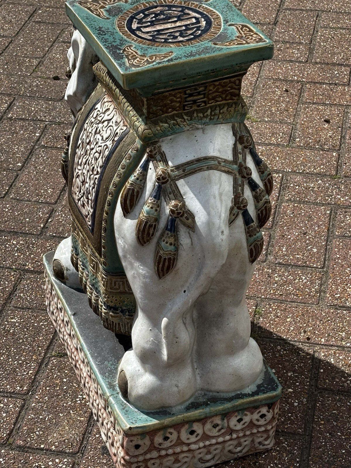 photo for sale Large Old Chinese Ceramic Elephant Garden Stool.
