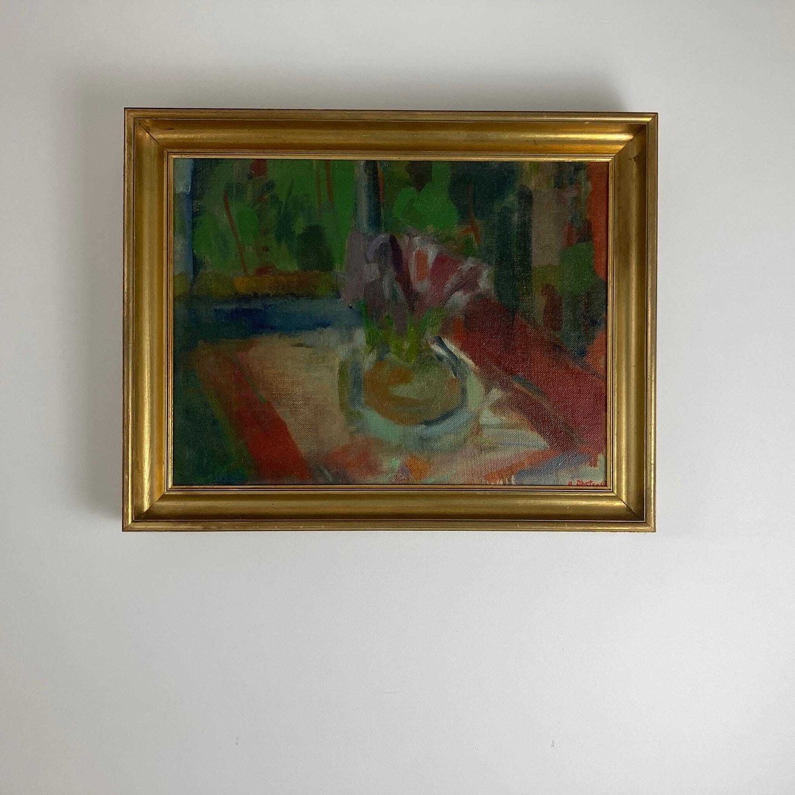 Spring Flowers   Vintage Danish Original Oil Floral Still Life Painting photo Art