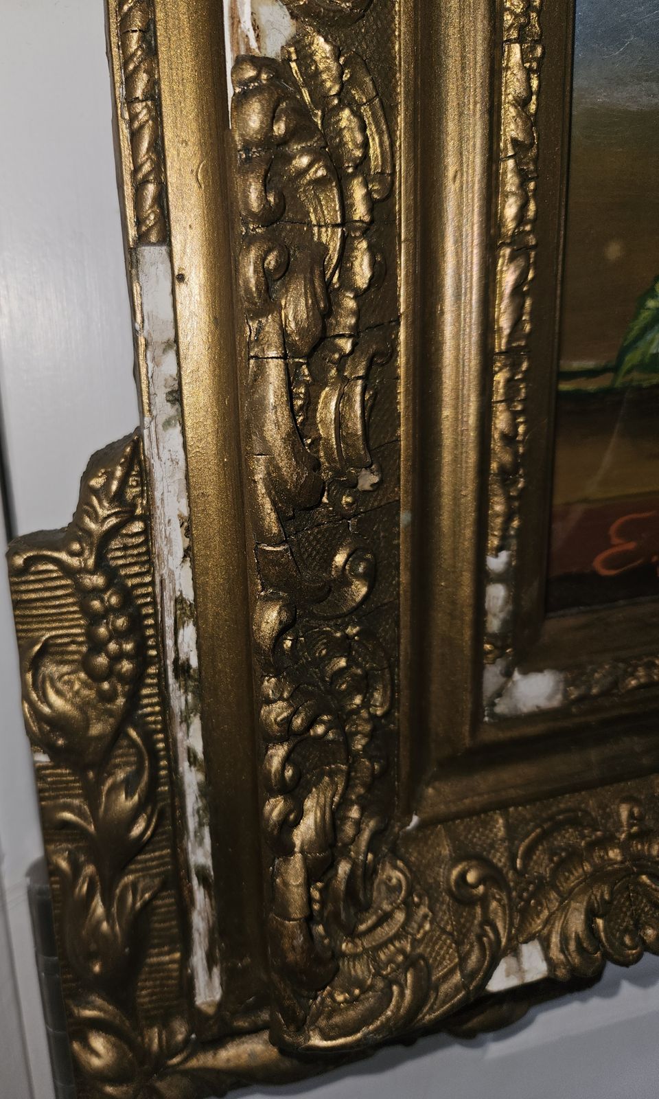 Original 20th Century French Oil Painting On Board  Floral Gold Giltwood Frame. photo 200.0