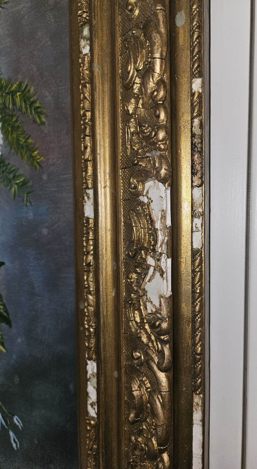 Original 20th Century French Oil Painting On Board  Floral Gold Giltwood Frame. photo vintage