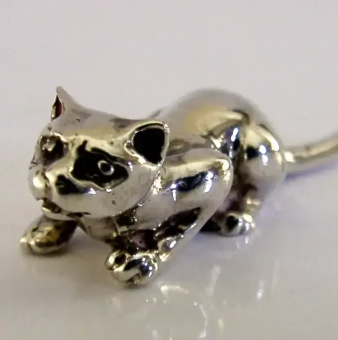 Brian Fuller Blf Sterling Silver Cast Cat Figure London 2000 Designer Animal photo furniture