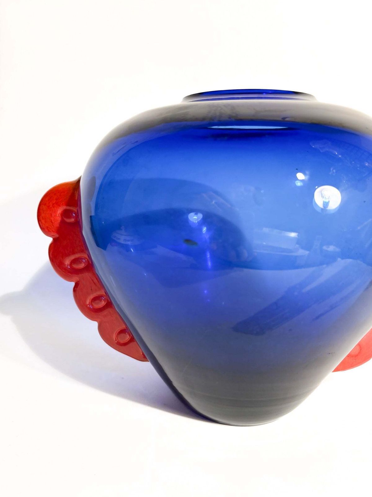 Blue And Orange Murano Glass Vase From The 1980s photo for sale