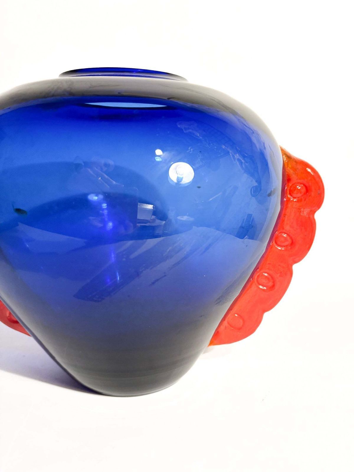 Blue And Orange Murano Glass Vase From The 1980s photo Home Decor
