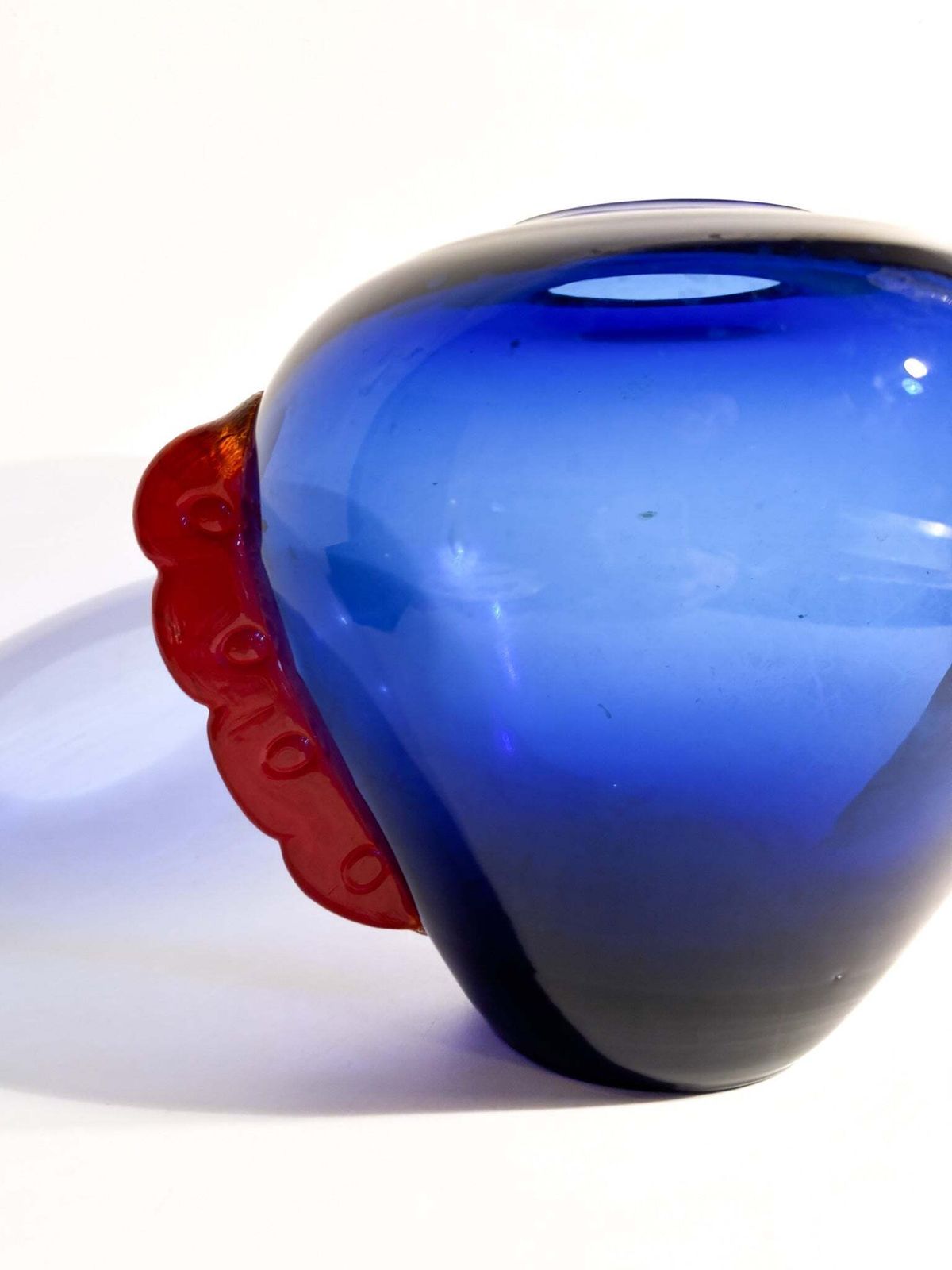 Blue And Orange Murano Glass Vase From The 1980s photo vinterior