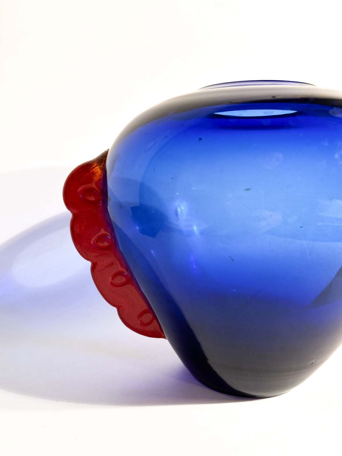 photo furniture Blue And Orange Murano Glass Vase From The 1980s