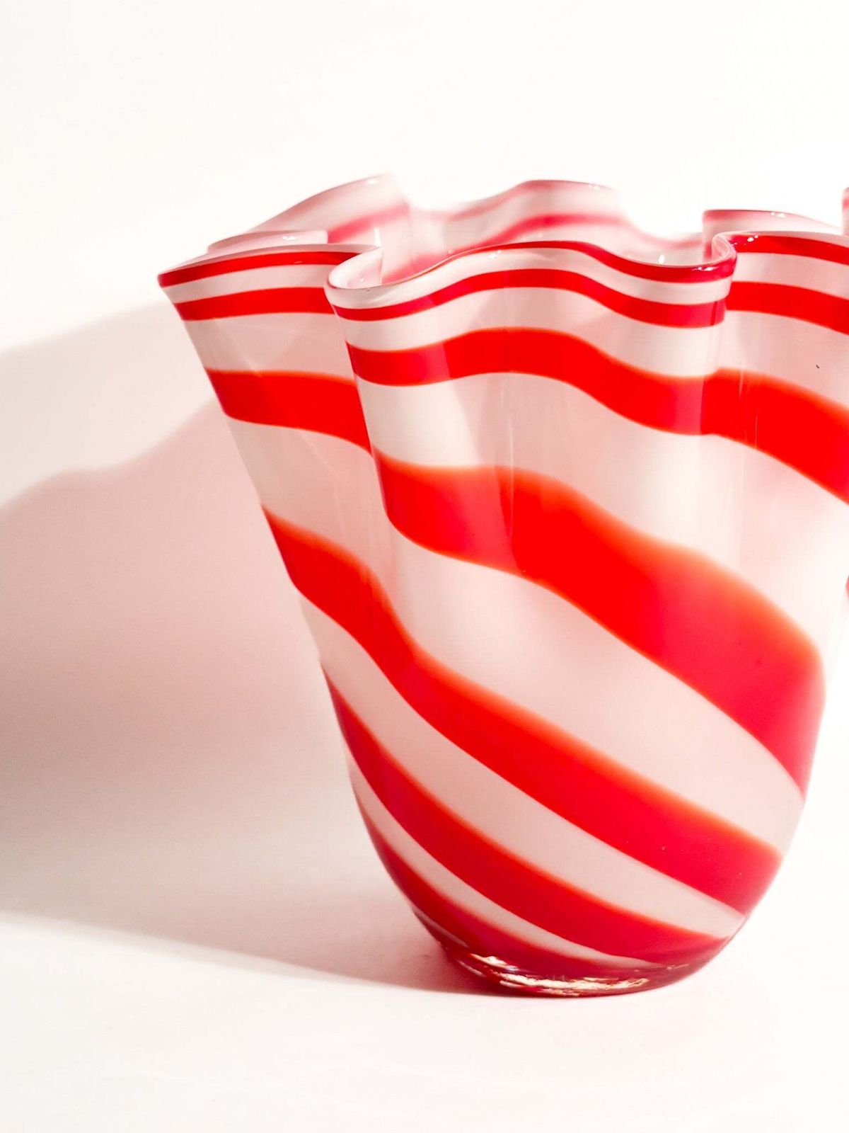 1980s White And Red Murano Glass Handkerchief Vase photo furniture