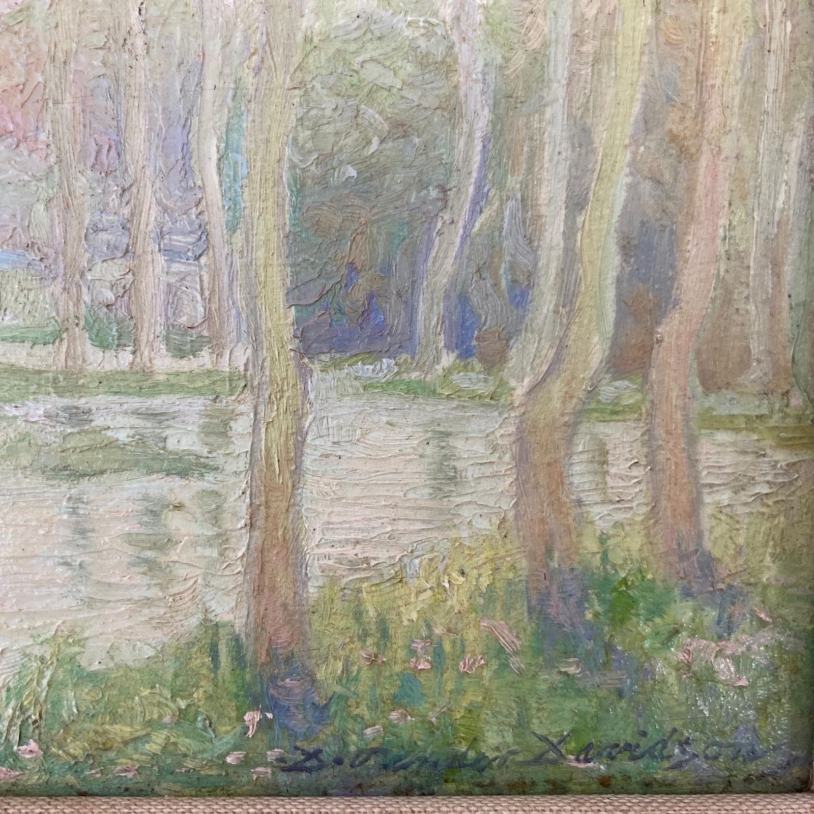 Antique Impressionist Oil Painting Of Grez France – Daniel Pender Davidson (1855 1933) photo buy