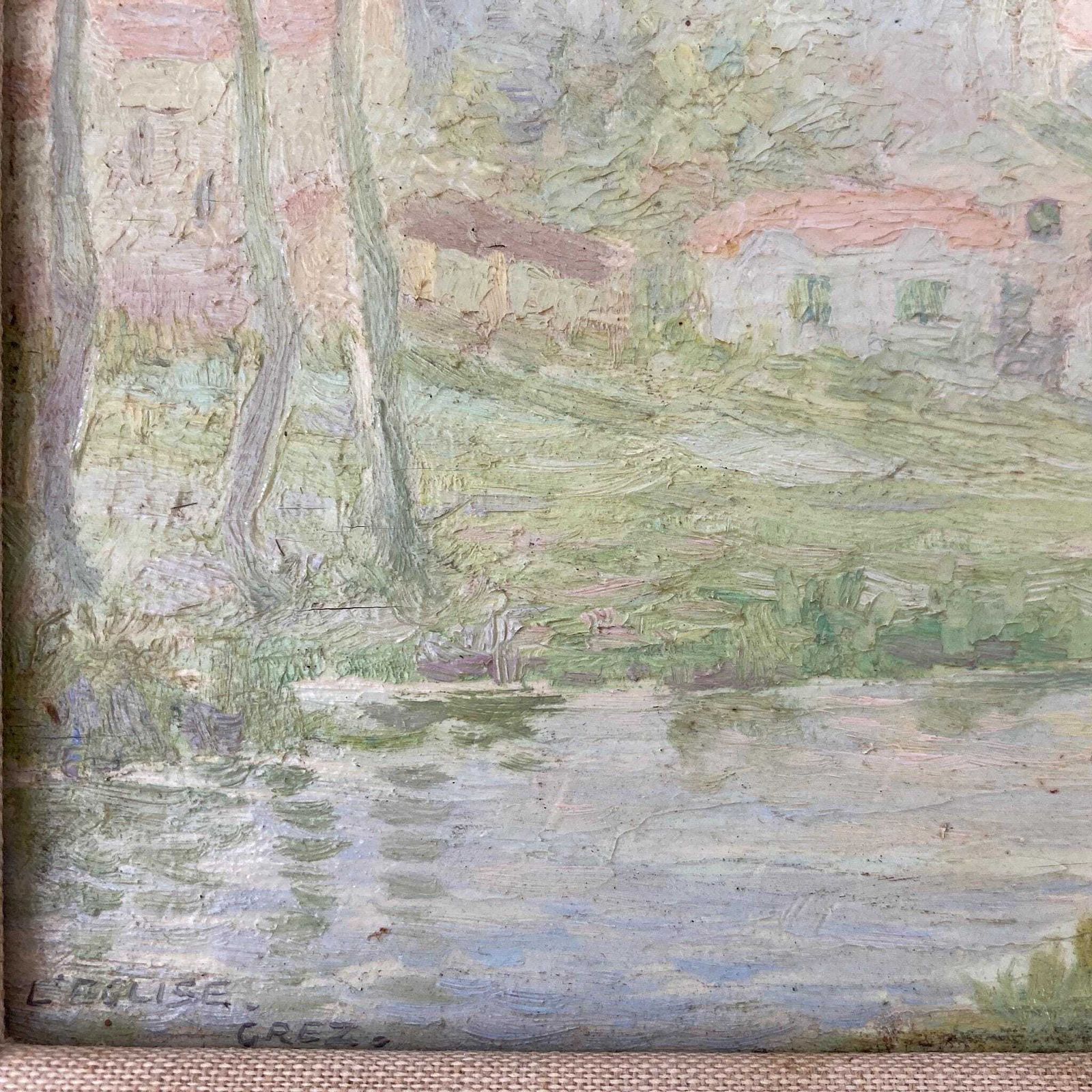 Antique Impressionist Oil Painting Of Grez France – Daniel Pender Davidson (1855 1933) photo vintage