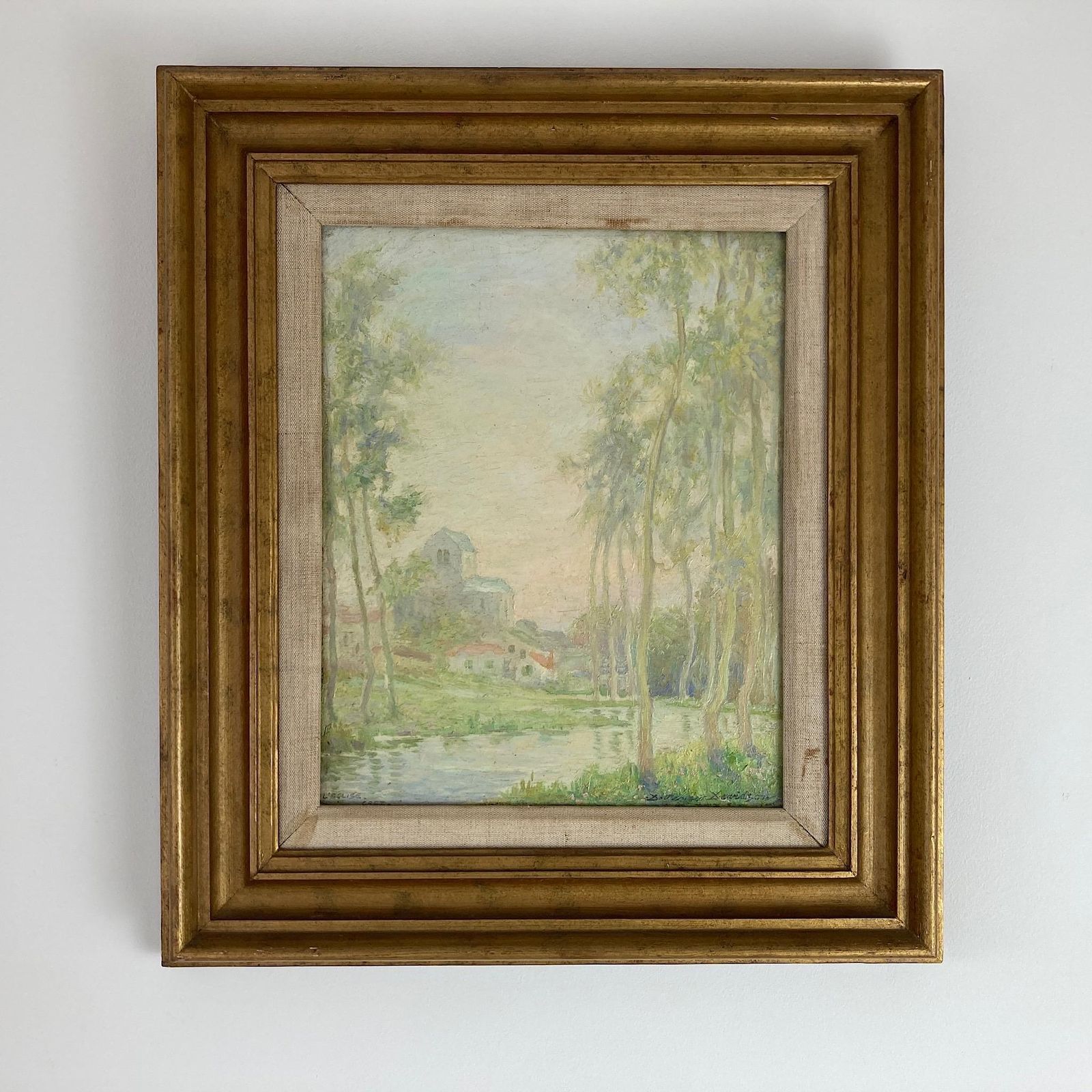 photo furniture Antique Impressionist Oil Painting Of Grez France – Daniel Pender Davidson (1855 1933)