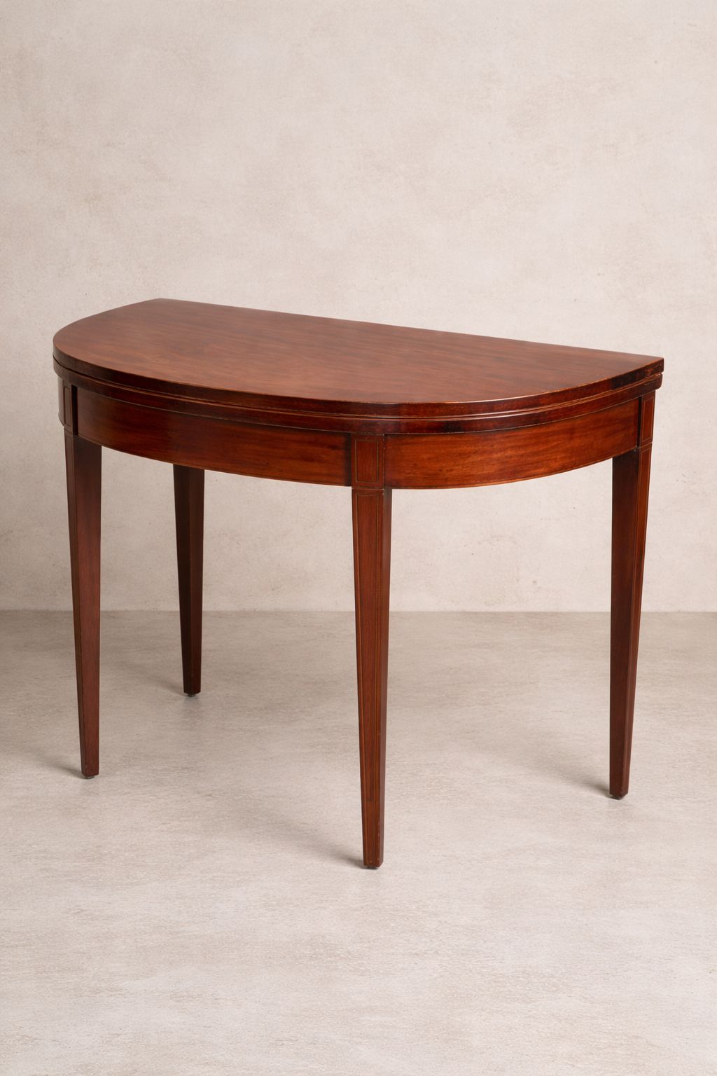 Early 20th Century Georgian Revival Mahogany Fold Over Tea Table With Inlay