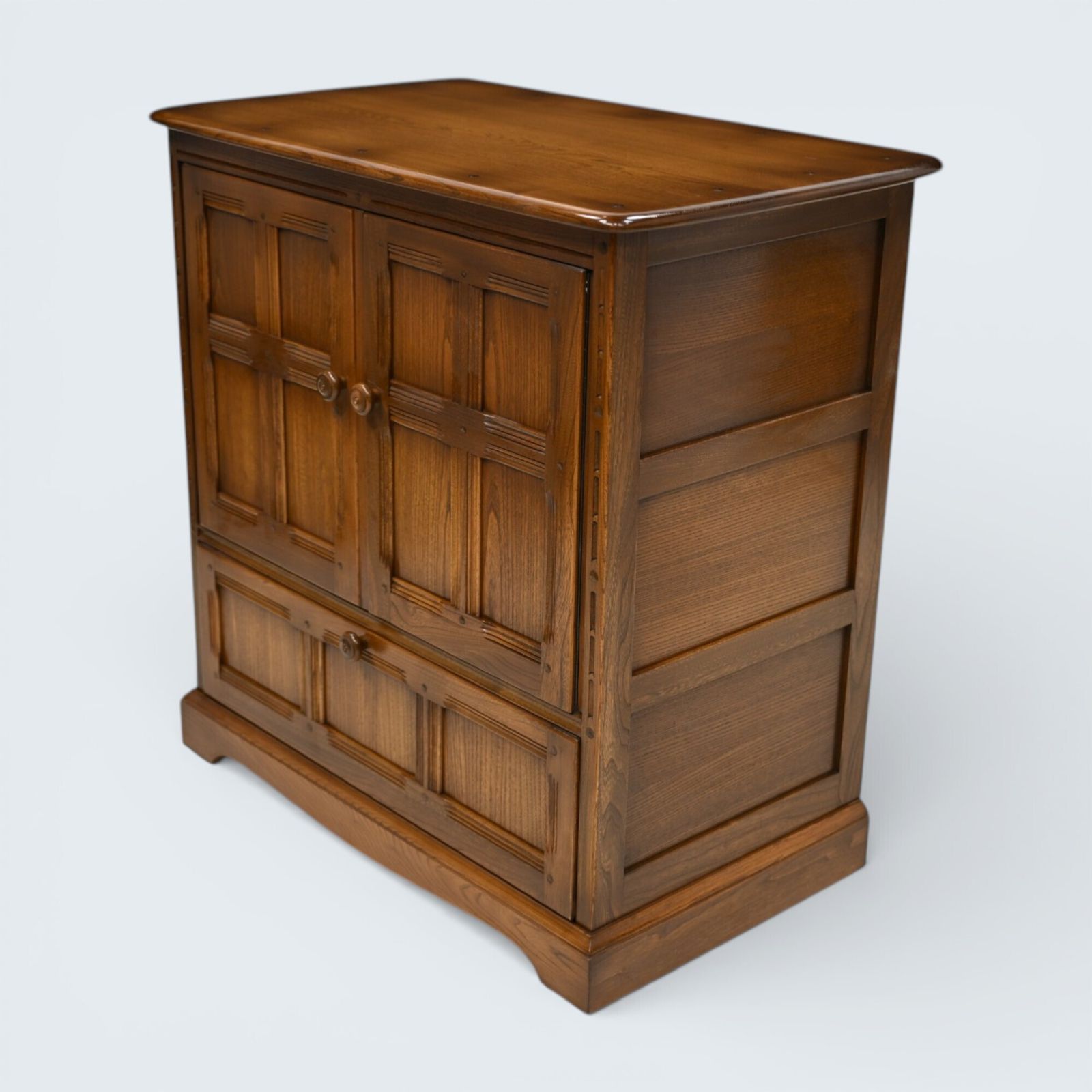 Ercol Mural Tv Video Cabinet Golden Dawn Corner Flap Model 839 Free Uk Delivery photo furniture