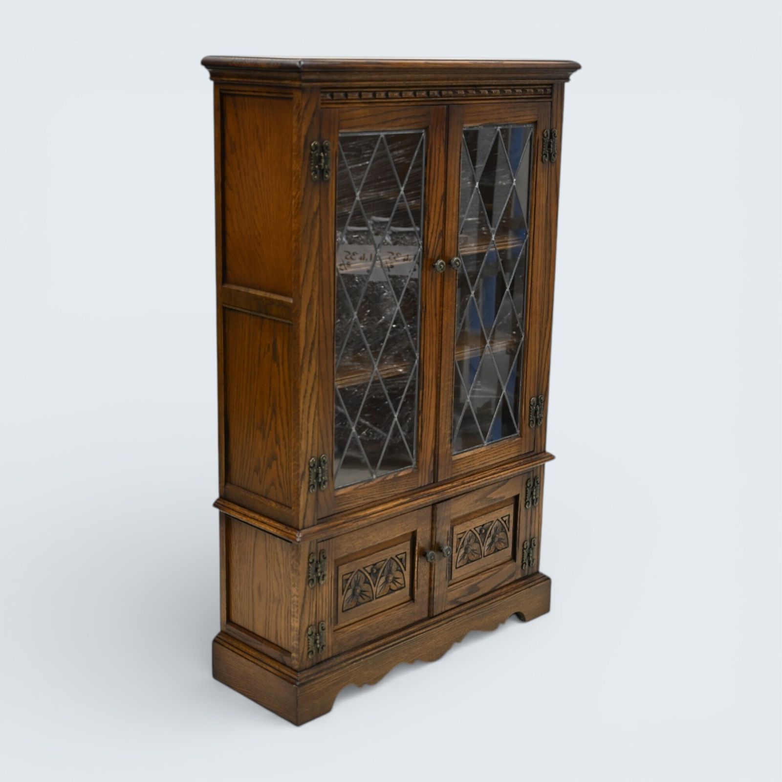 Old Charm Small Display Cabinet 2 Shelves Light Oak Free* Uk Delivery photo vintage