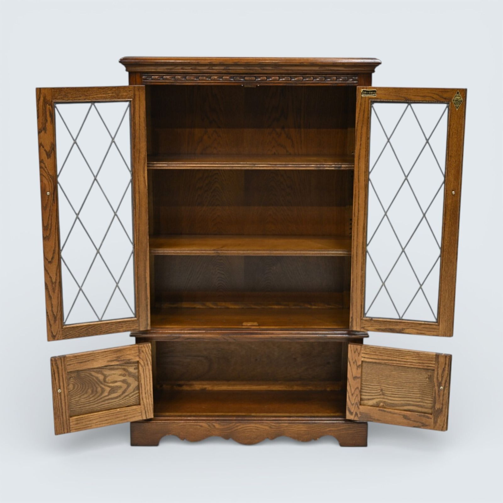 Furniture Old Charm Vintage Display Cabinet 2 Shelves Carvings Free Uk Delivery photo