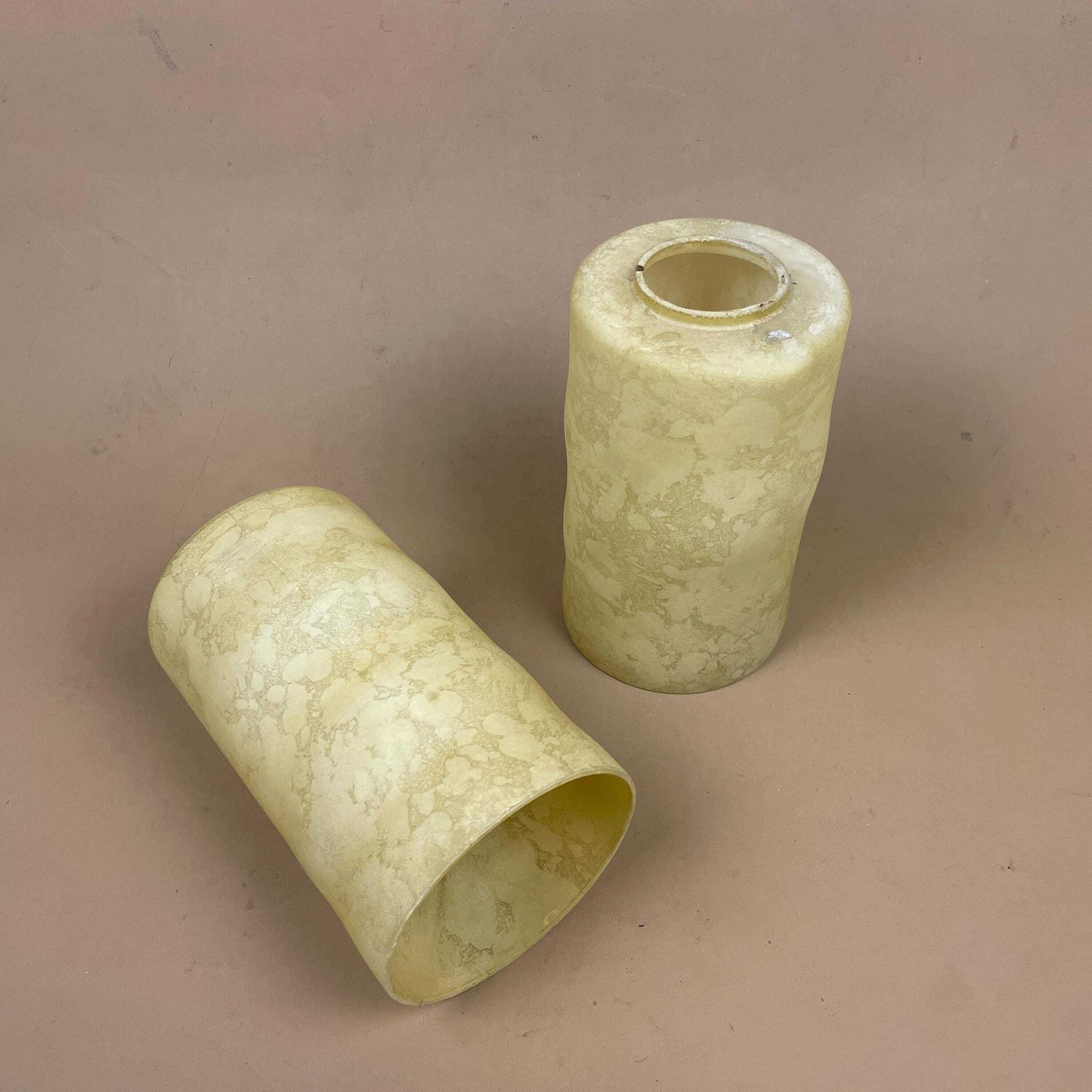 Pair Of Glass French Lamp Shade Cylinder Pendant Lampshade Tiffany Lightshade Light Cream Pendant Art Deco Marbled Pattern Patterned 2 photo buy