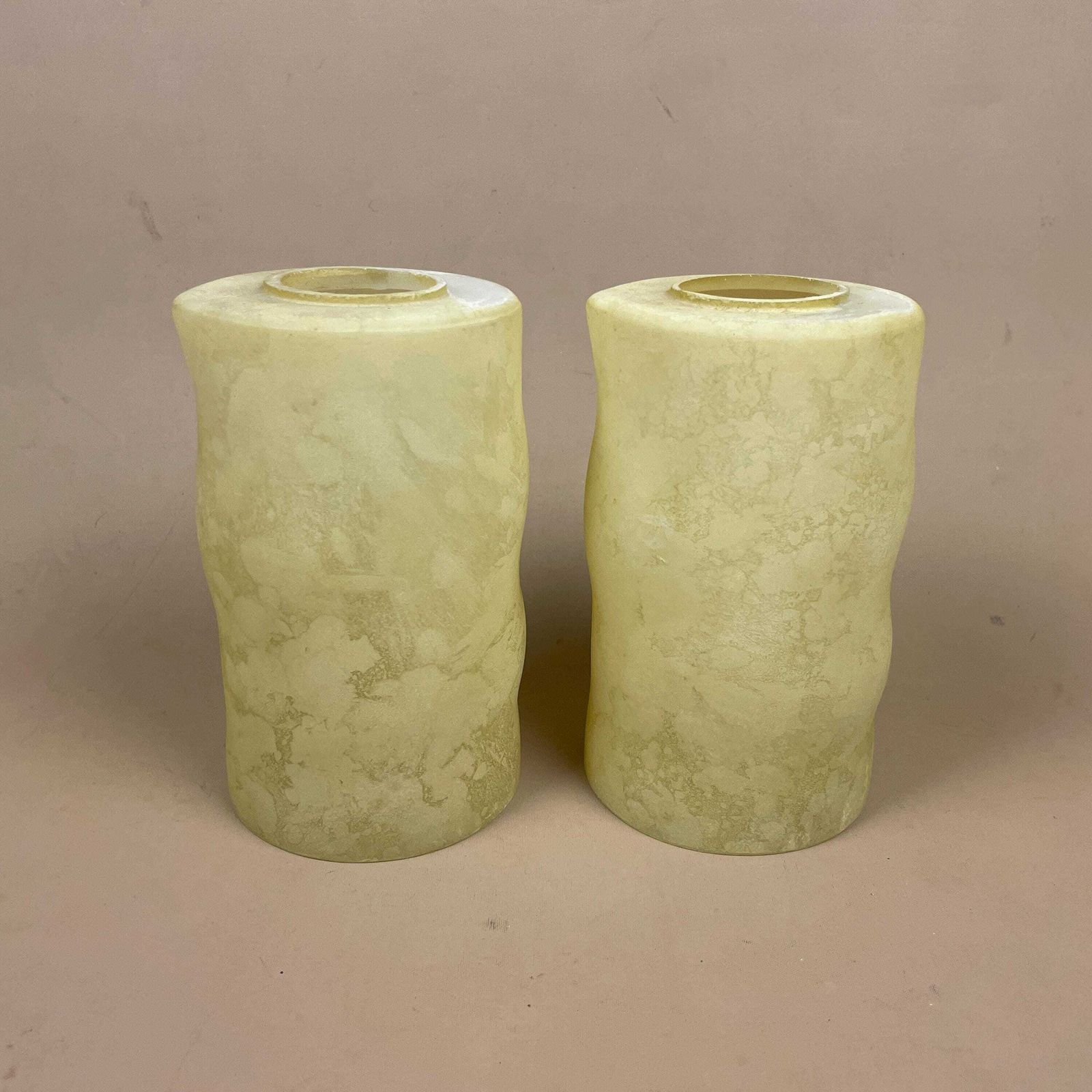 Pair Of Glass French Lamp Shade Cylinder Pendant Lampshade Tiffany Lightshade Light Cream Pendant Art Deco Marbled Pattern Patterned 2