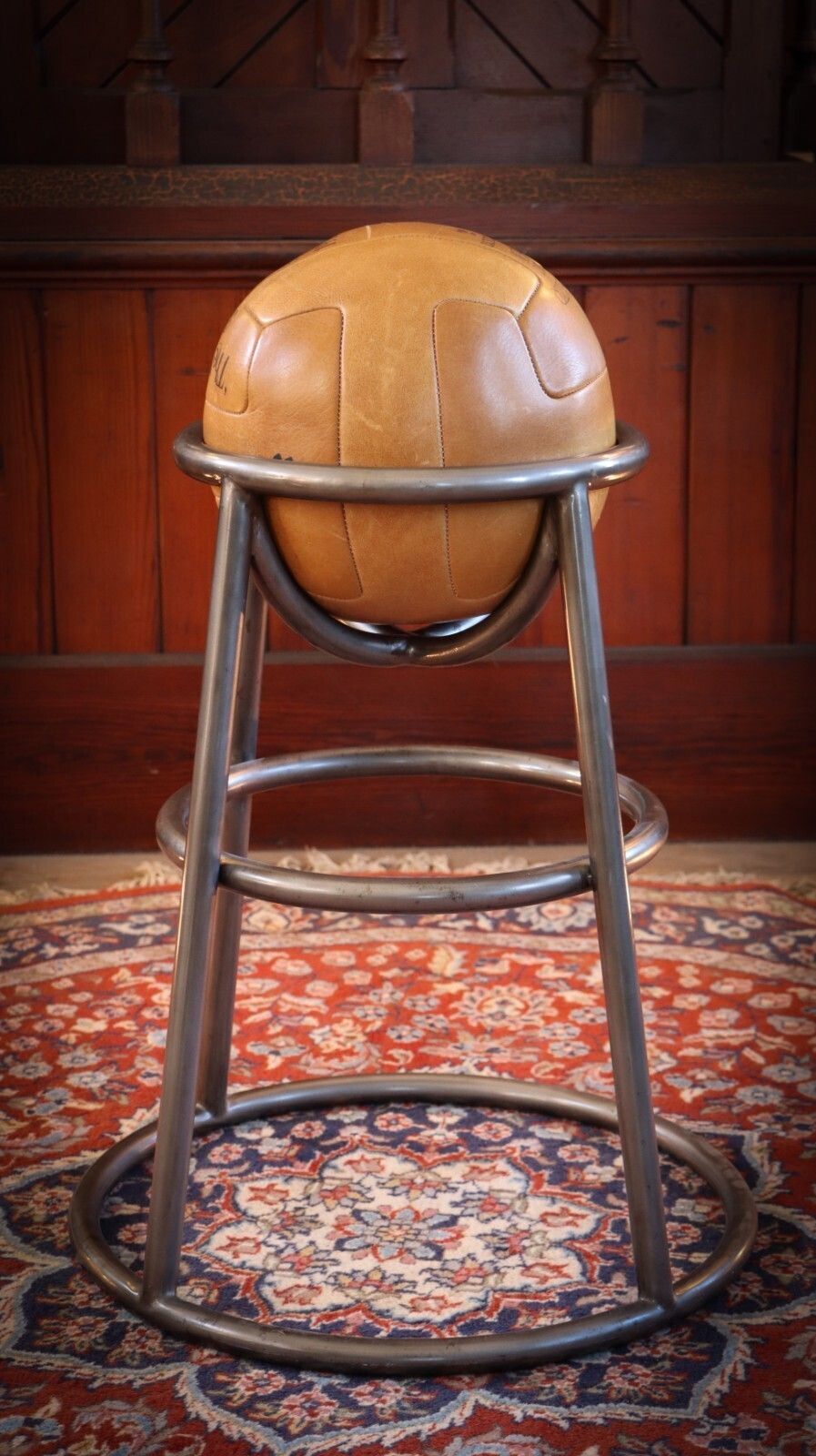 photo for sale Rare Timothy Oulton Barball Stool Summer Of Sports Range Leather Football Seat