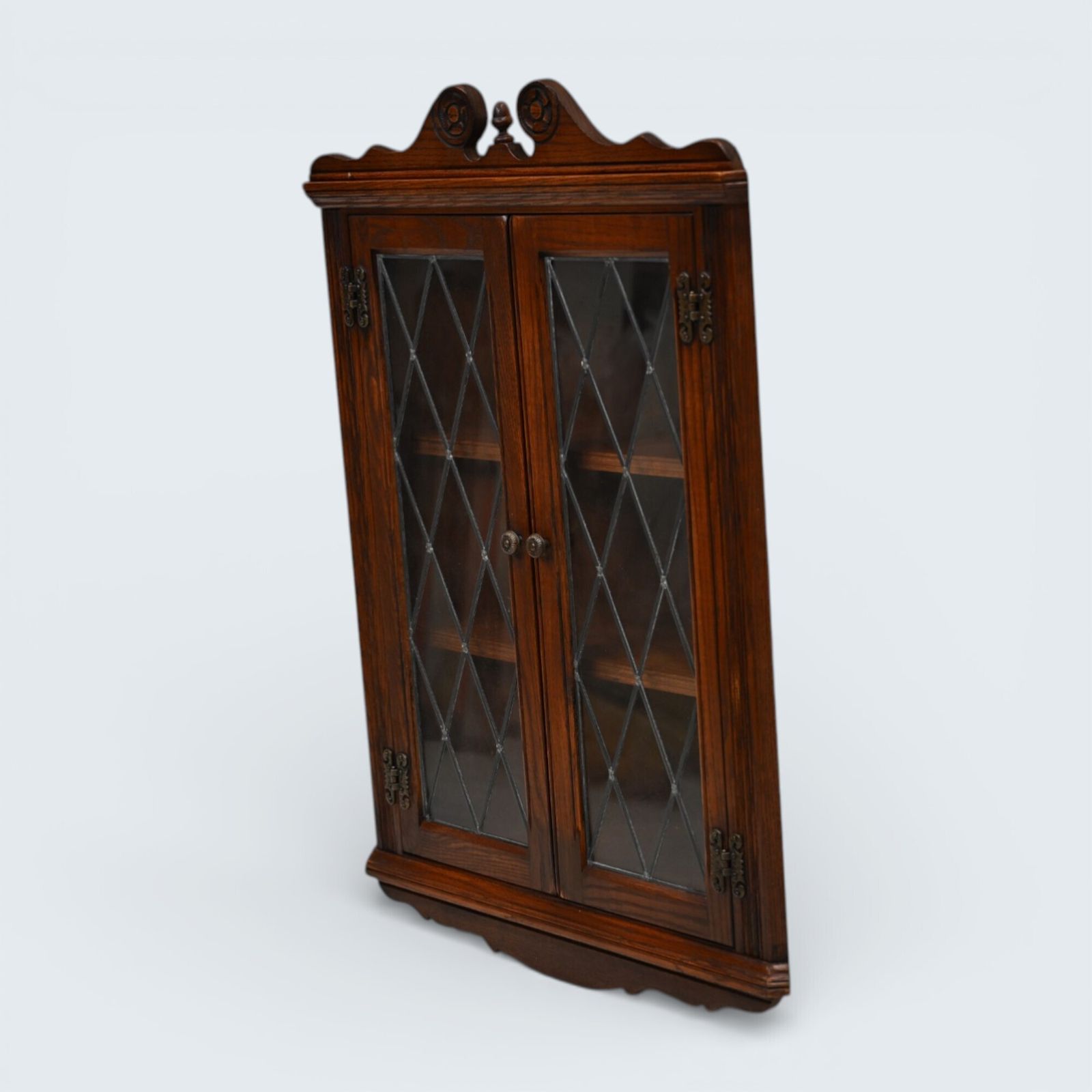 Old Charm Hanging Corner Display Cabinet Leaded Glass Tudor Brown Free Delivery* photo for sale