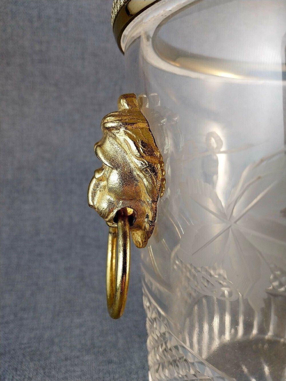 Home Decor Cut Glass Bottle Cooler Gilt Bronze Mounts 19th Century Ice Bucket photo