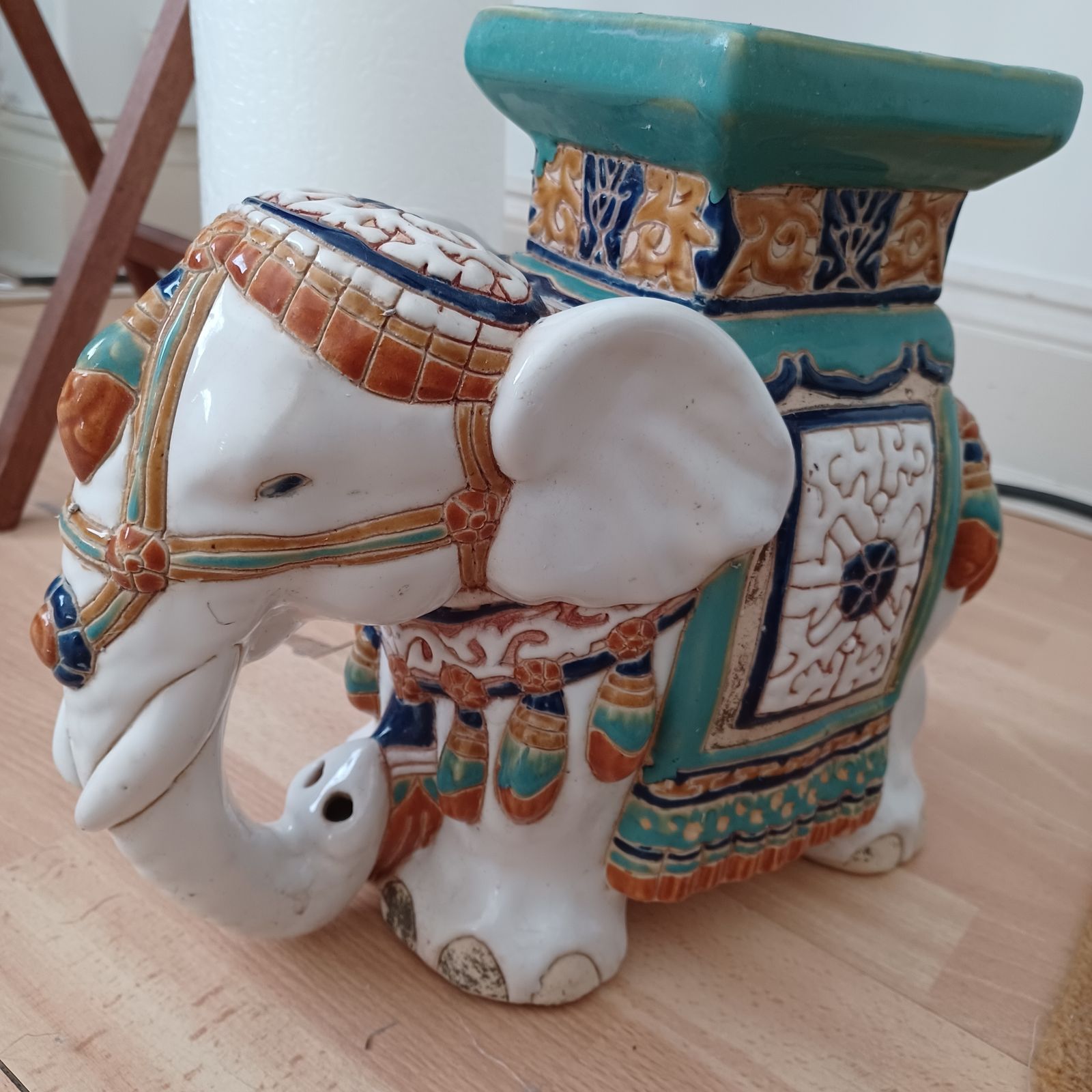 Plant Stand Ceramic Vintage Elephant Indian Style Garden Pot photo vinterior