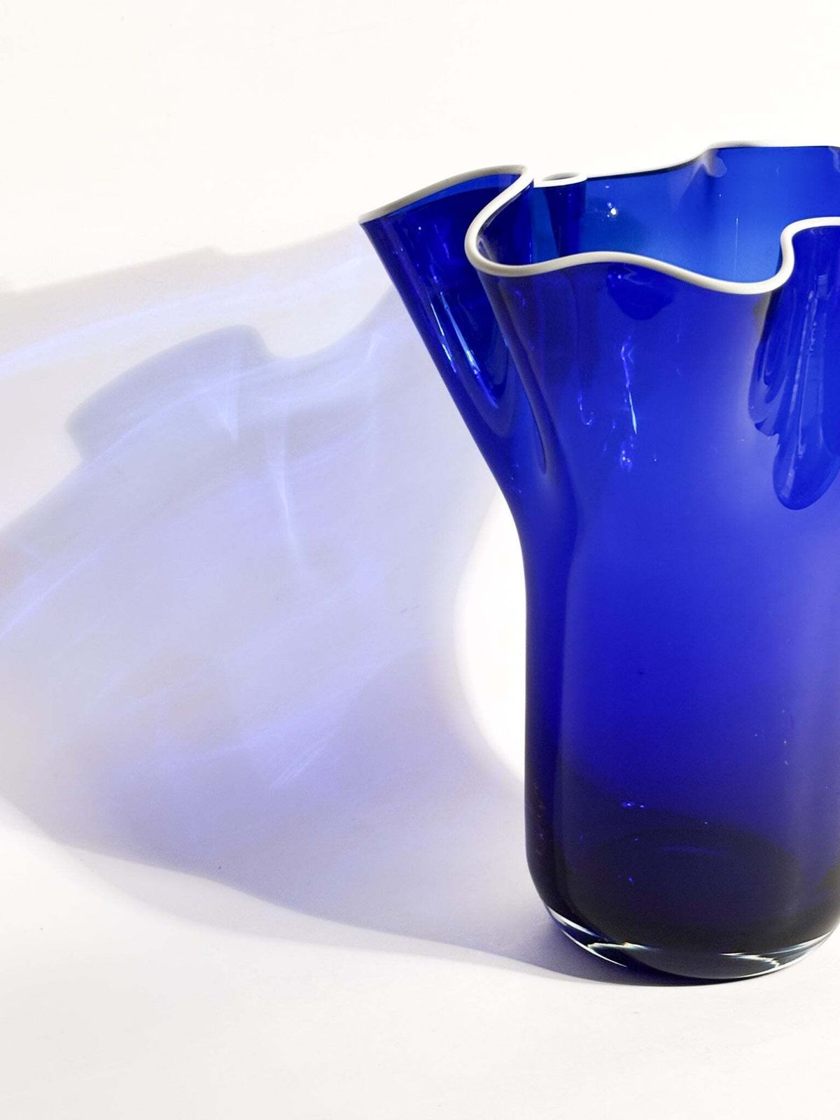 Blue And White Murano Glass Handkerchief Vase From The 1980s photo vinterior