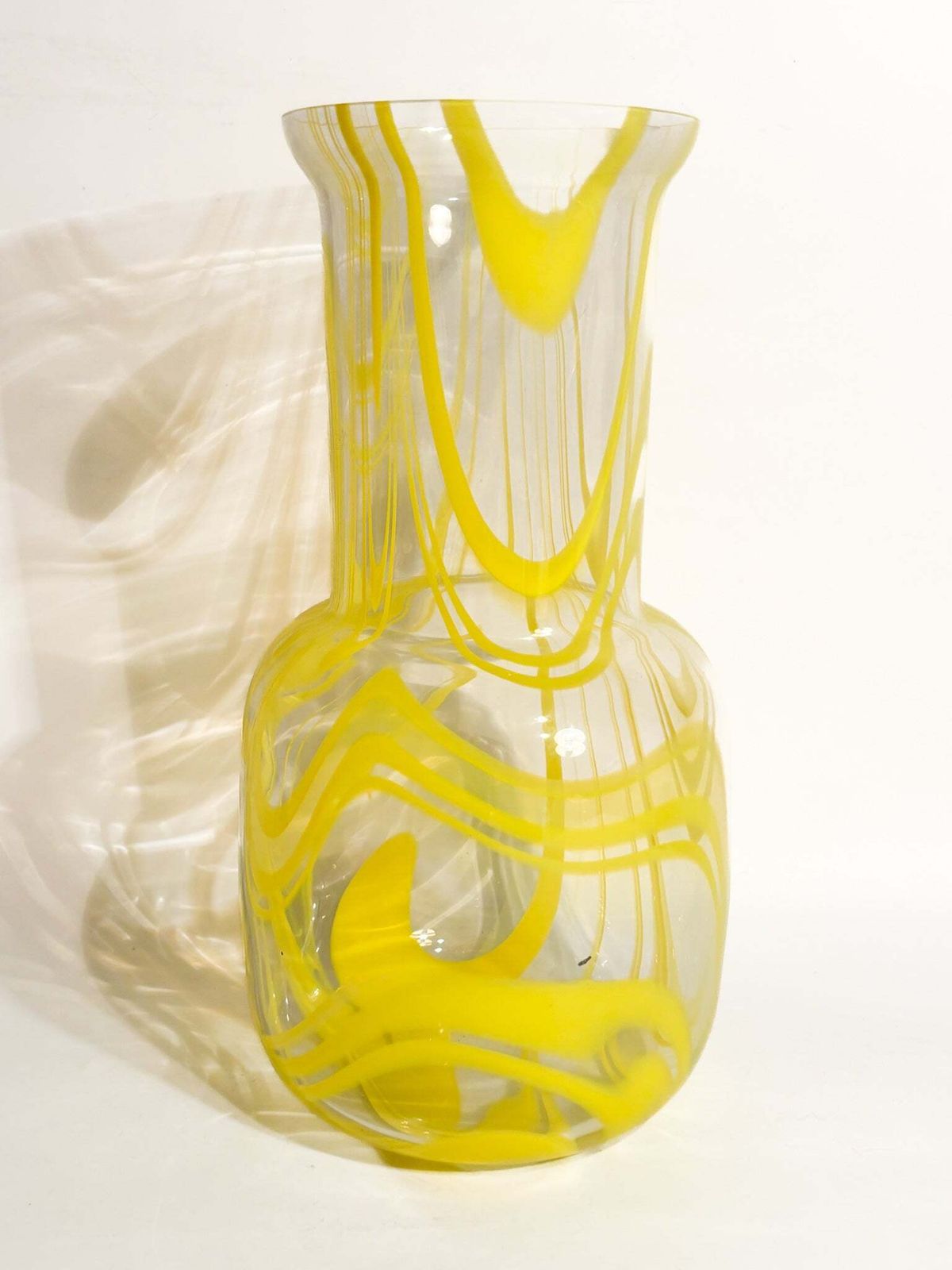 Yellow And Transparent Murano Glass Vase From The 1980s