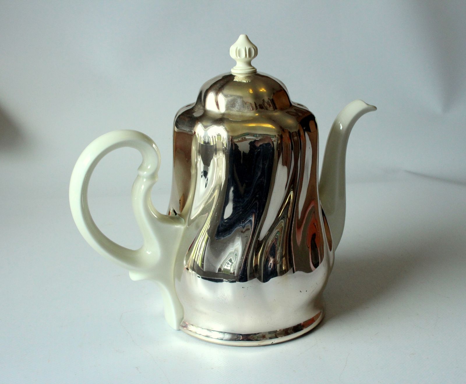 1950s   Hke   High Quality Porcelain Coffee Pot With Silver Plated Metal Isolated Warming Hood   Vintage photo Home Decor