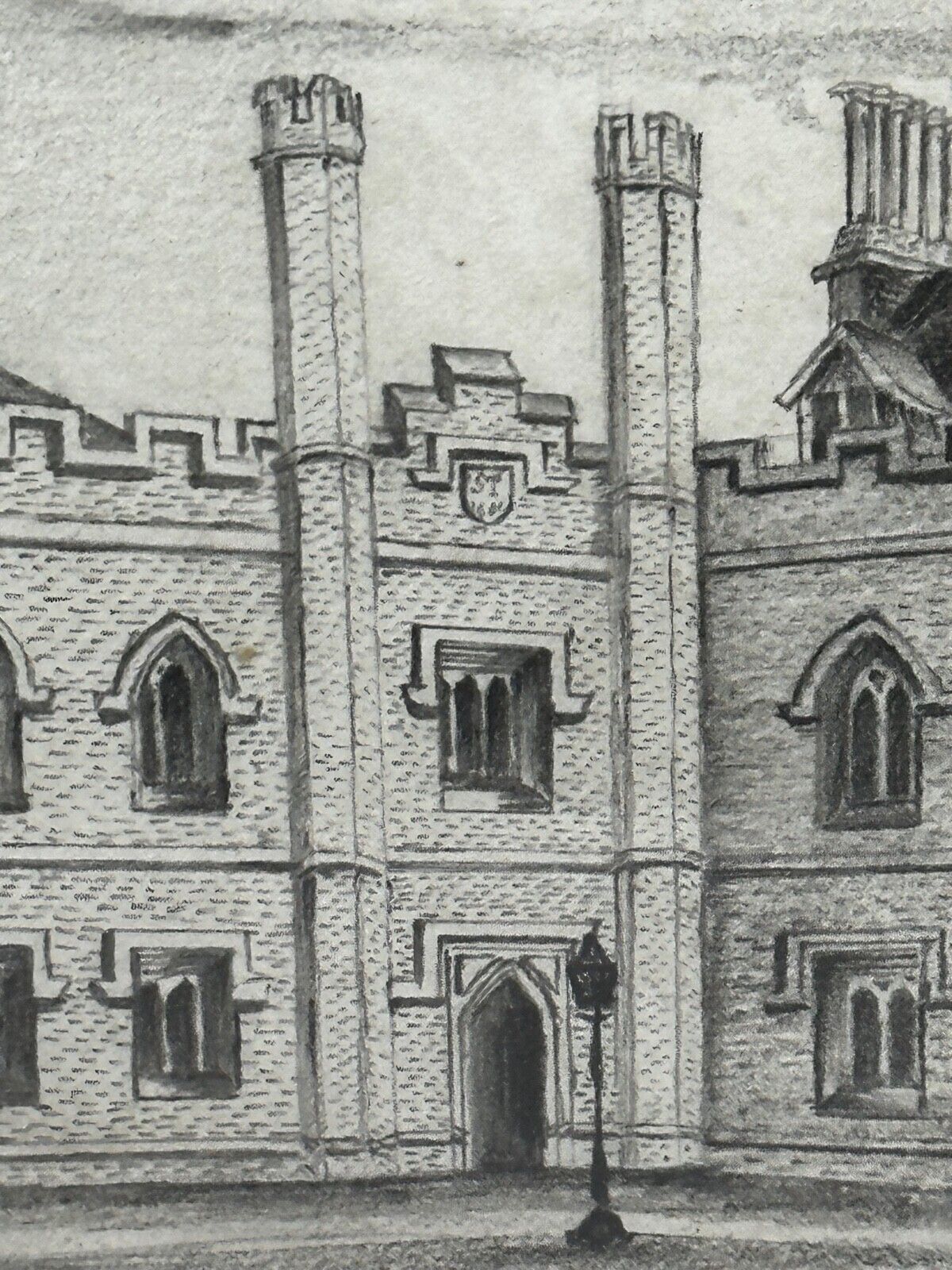 Rare Georgian Architectural Drawing Of Gisborne Court, Peterhouse, Cambridge British School, Early 19th Century, In The Manner Of Joseph Michael Gandy photo Art