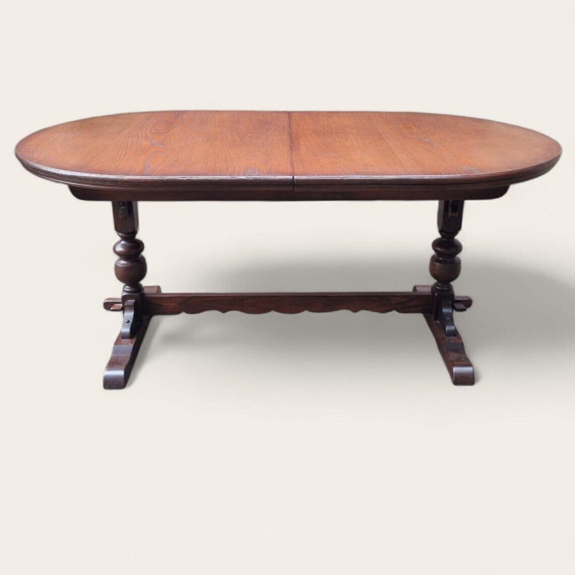 Vintage Old Charm Wood Bros Large Oak Extending Dining Table / Seats 6–8 / C.1970s photo Furniture