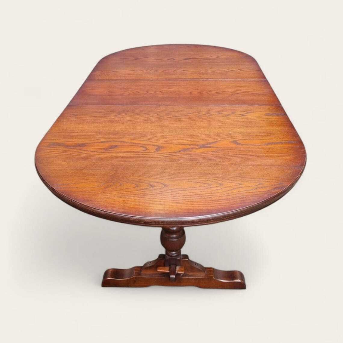 photo furniture Vintage Old Charm Wood Bros Large Oak Extending Dining Table / Seats 6–8 / C.1970s