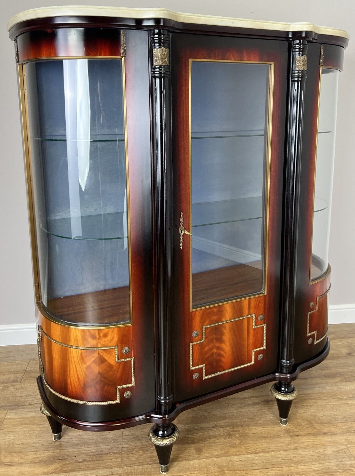 Cabinet Vintage French Style Empire Display Cabinet Marble Top Glass Lot 4977. photo furniture
