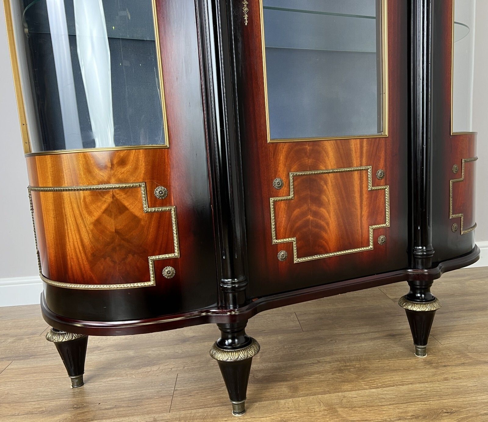 Cabinet Vintage French Style Empire Display Cabinet Marble Top Glass Lot 4977. photo vintage