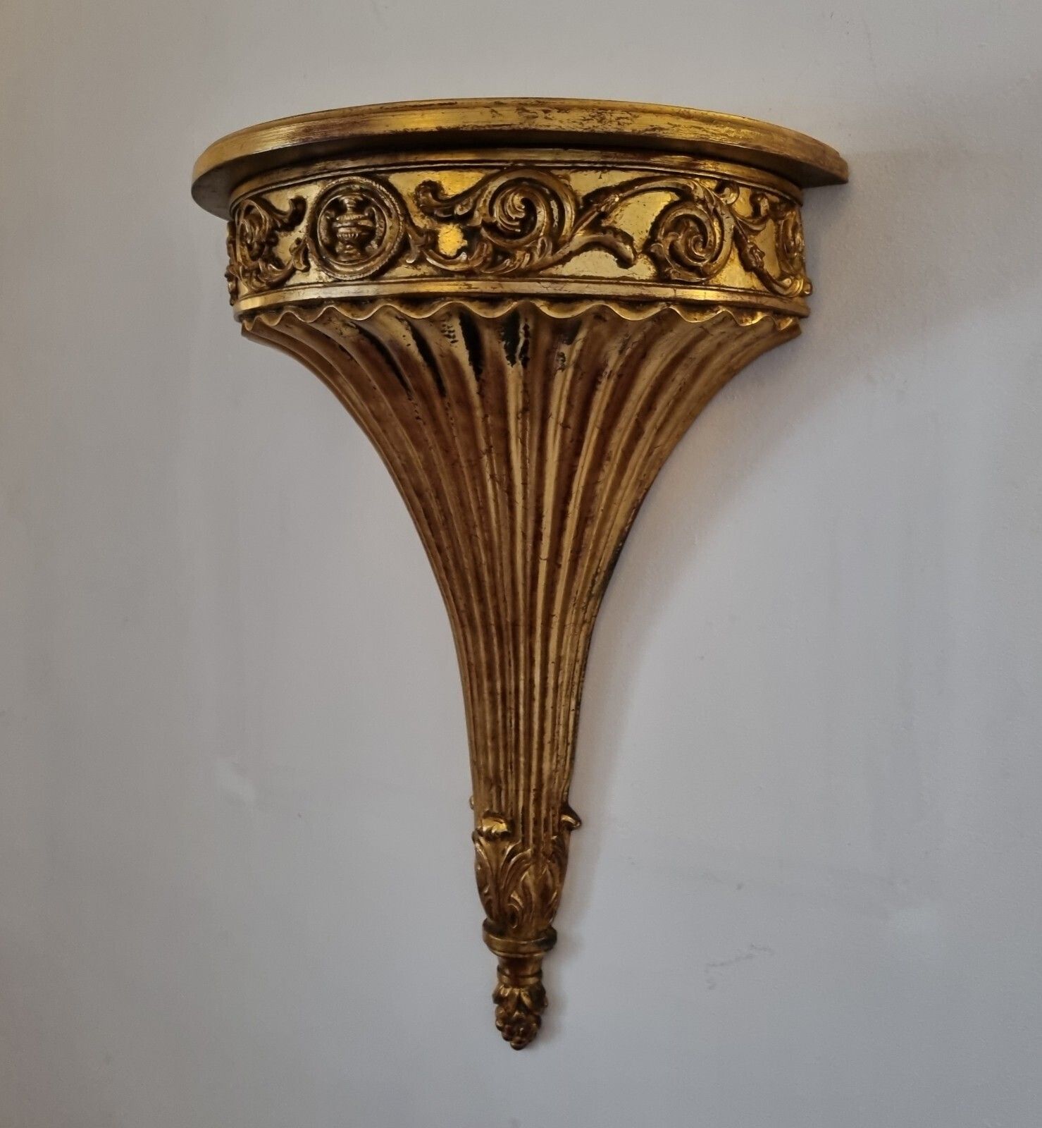 Vintage Large Ornate Gold Resin Wall Shelf Rococo Hollywood Regency Style 62cm photo 115.0