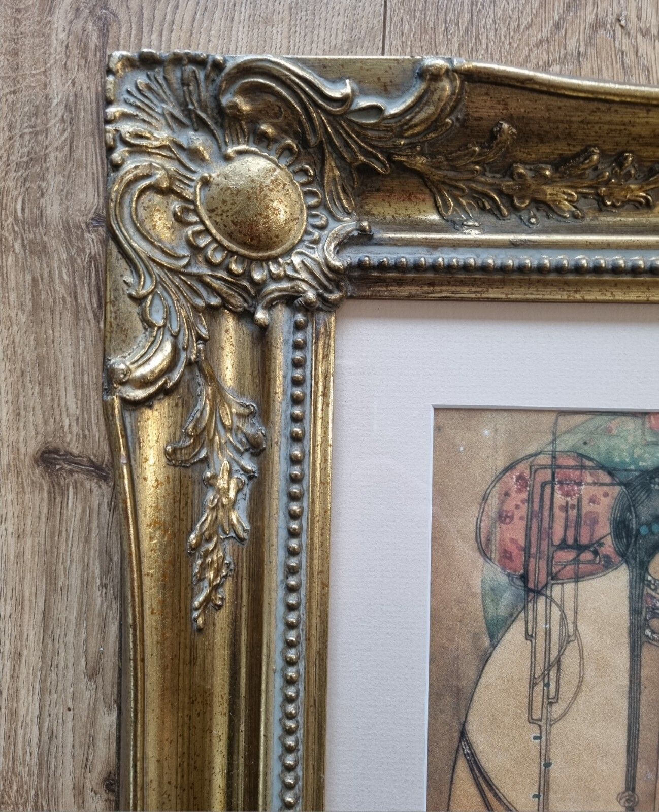 Ornate Gold Framed Art Print After Margaret Makintosh The May Queen Art Nouveau photo Art