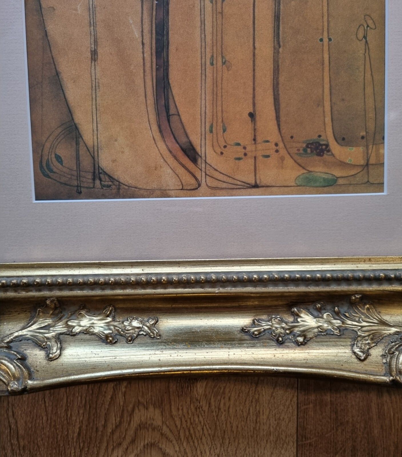 photo furniture Ornate Gold Framed Art Print After Margaret Makintosh The May Queen Art Nouveau