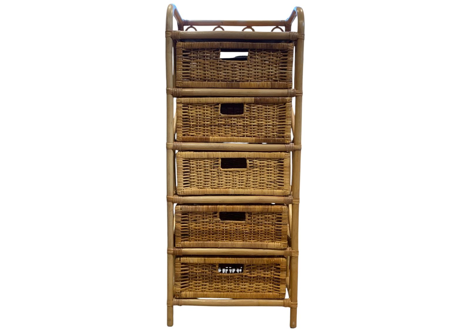 Vintage Jungalow Bamboo And Rattan Tallboy Chest Of Four Drawers 1970s photo Furniture
