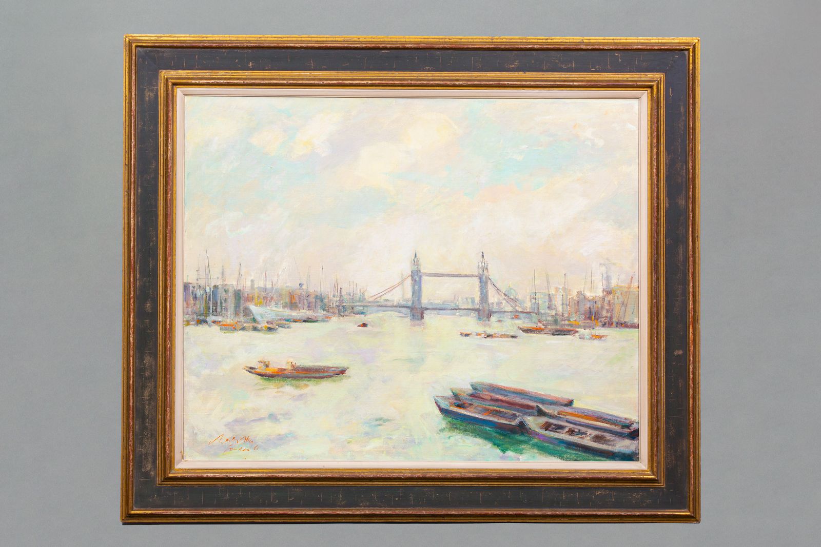 'River Thames And The Tower Bridge, London' Door Charles Hug ( 1899 – 1979 ) photo for sale