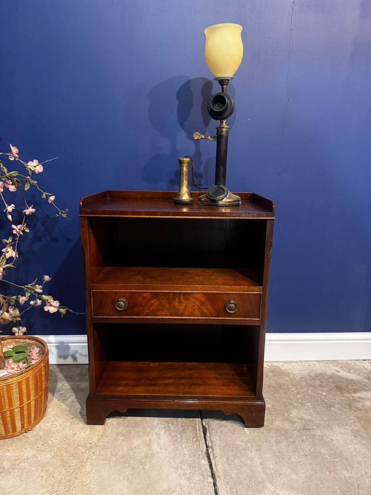 Vintage Mahogany Hall Table Stand Telephone Bedside Cabinet Drawer Reprodux. photo furniture