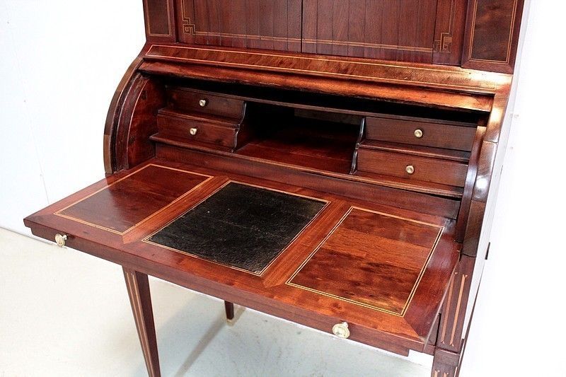 Office Cylinder Louis XVI Mahogany 18th photo vintage