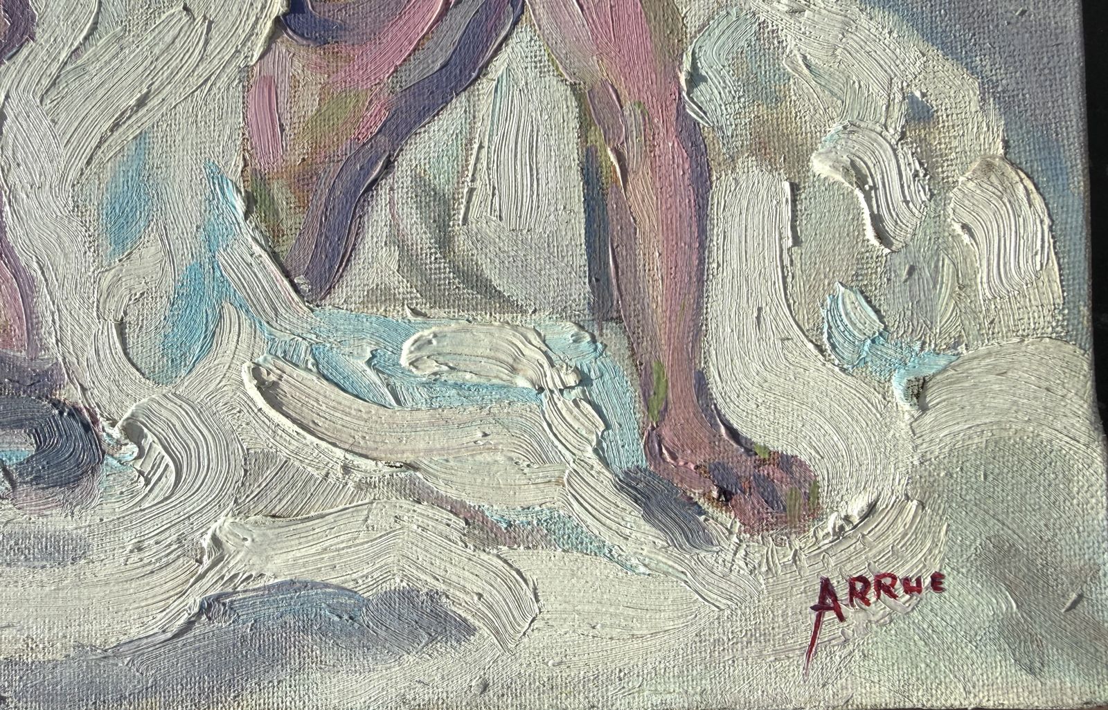 Jordi Arrue Spanish Expressionist Female Nude Interior Figurative Oil Canvas Painting 1980s 1981 photo furniture