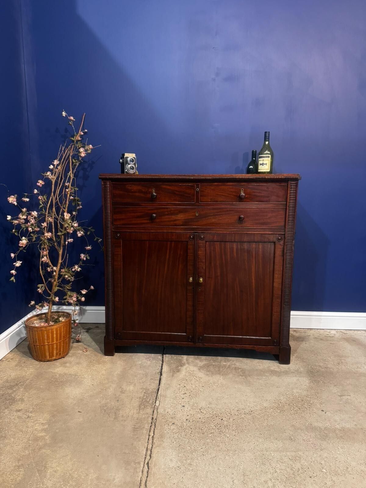 Antique Secretaire Chest Of Drawers Georgian Mahogany Bureau Vintage. photo furniture