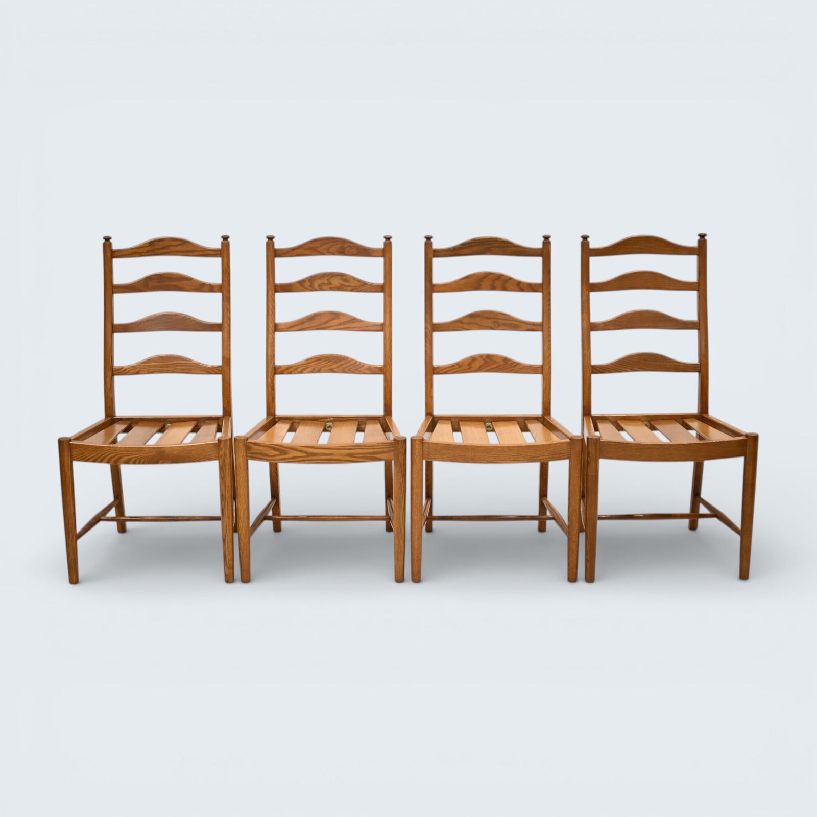 Ercol Set Of 4 Dining Chairs Light Finish Ladderback 1970s Free Uk Delivery*