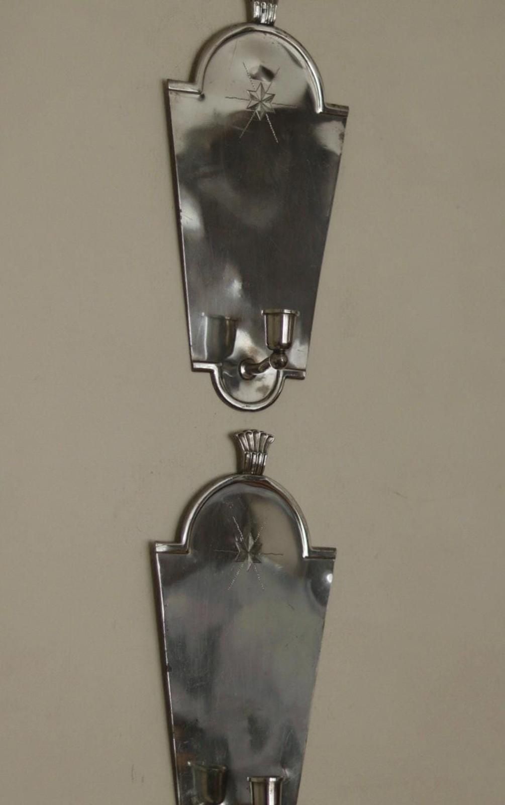 Pair Of Mid Century Swedish Pewter Sconces By Svenskt Tenn photo Lighting