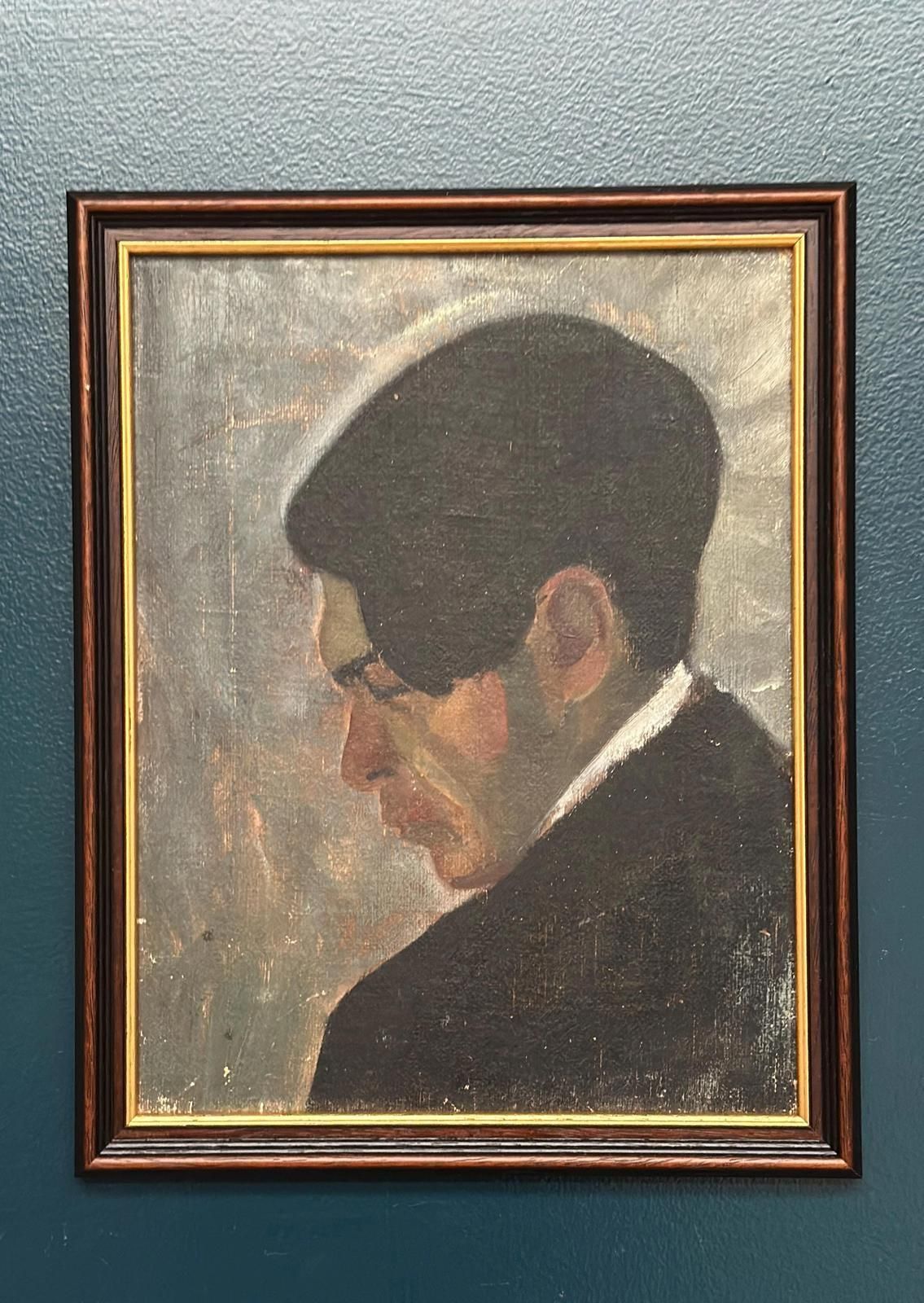 Original Mid Century Swedish Oil On Panel – “Weight Of Thoughts” – Vintage & Framed – 32 × 40 Cm (12.6" × 15.7")