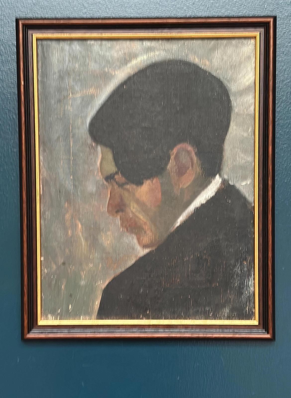 Original Mid Century Swedish Oil On Panel – “Weight Of Thoughts” – Vintage & Framed – 32 × 40 Cm (12.6" × 15.7") photo for sale