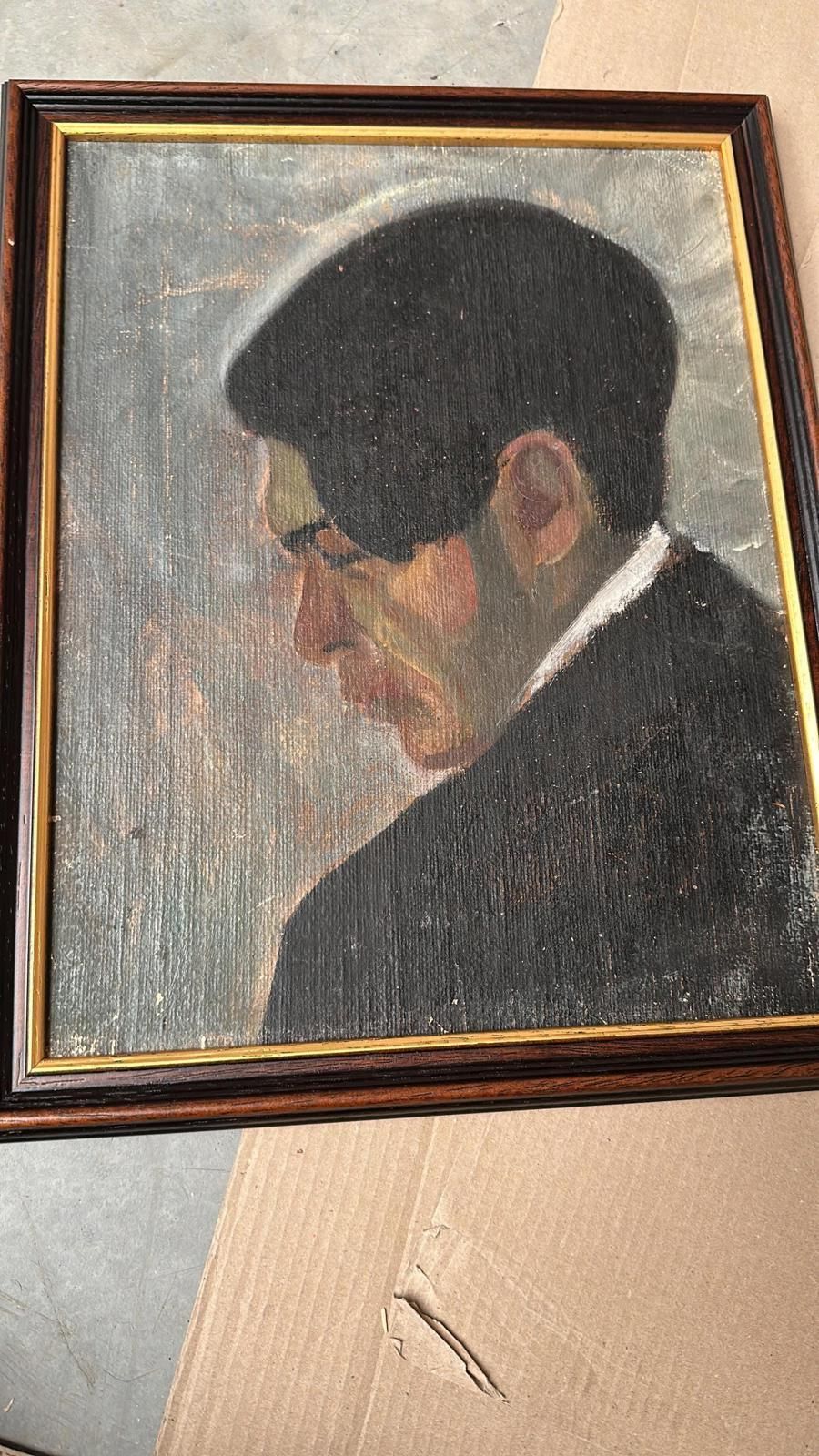 photo buy Original Mid Century Swedish Oil On Panel – “Weight Of Thoughts” – Vintage & Framed – 32 × 40 Cm (12.6" × 15.7")