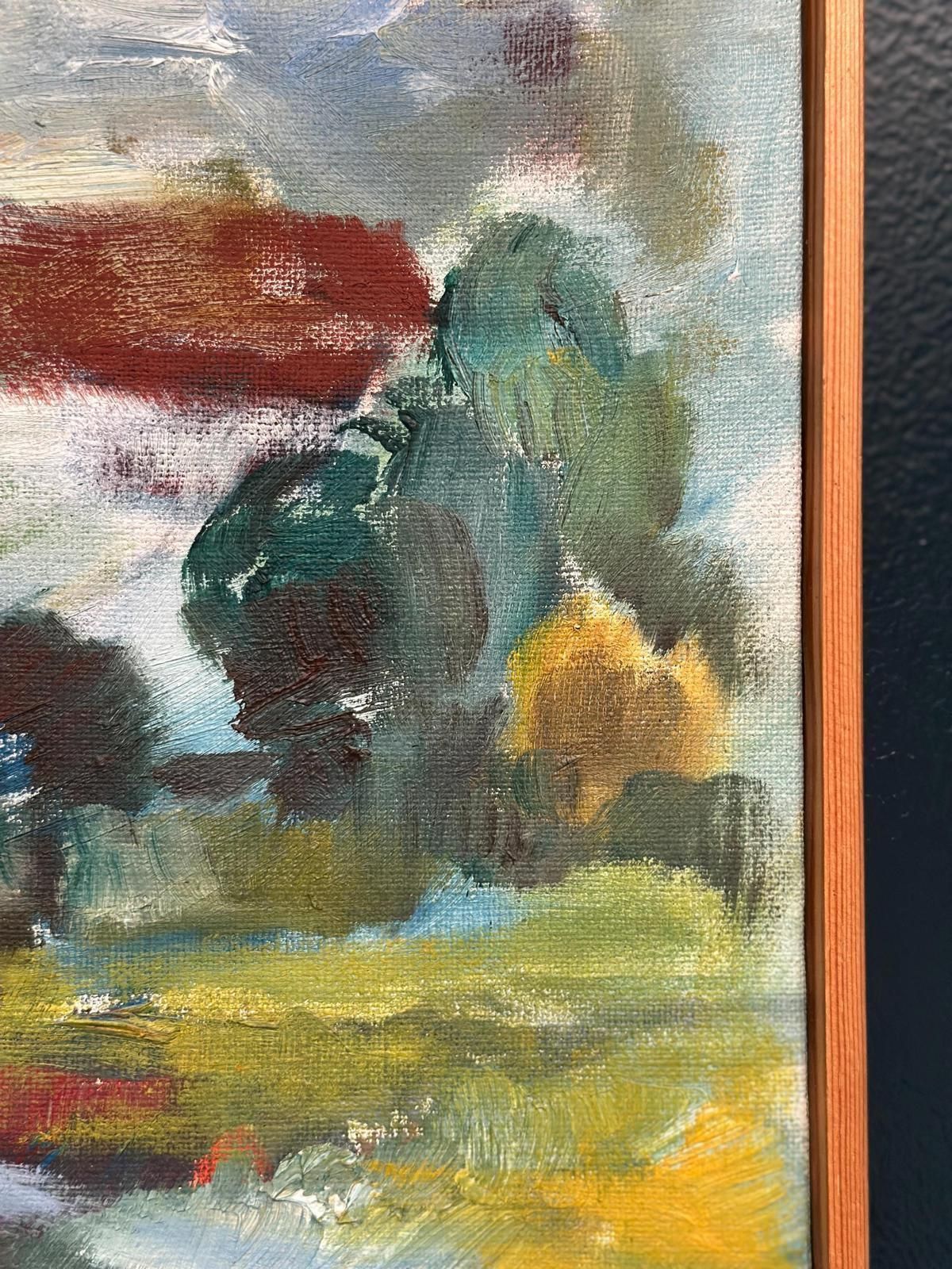 photo furniture Original Mid Century Swedish Oil On Canvas – “Cottage And Trees” By Folke Björnfot – Vintage & Framed – 34 × 32 Cm (13.4" × 12.6")