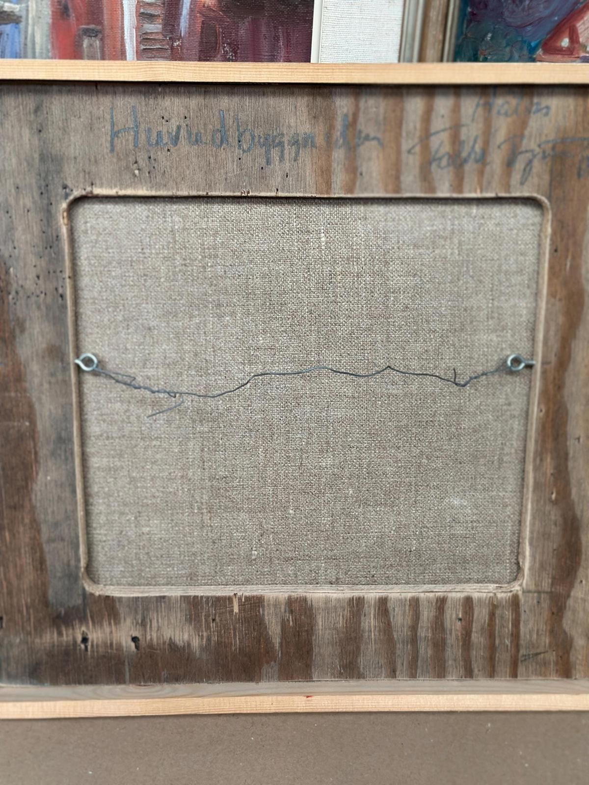 photo vinterior Original Mid Century Swedish Oil On Canvas – “Cottage And Trees” By Folke Björnfot – Vintage & Framed – 34 × 32 Cm (13.4" × 12.6")