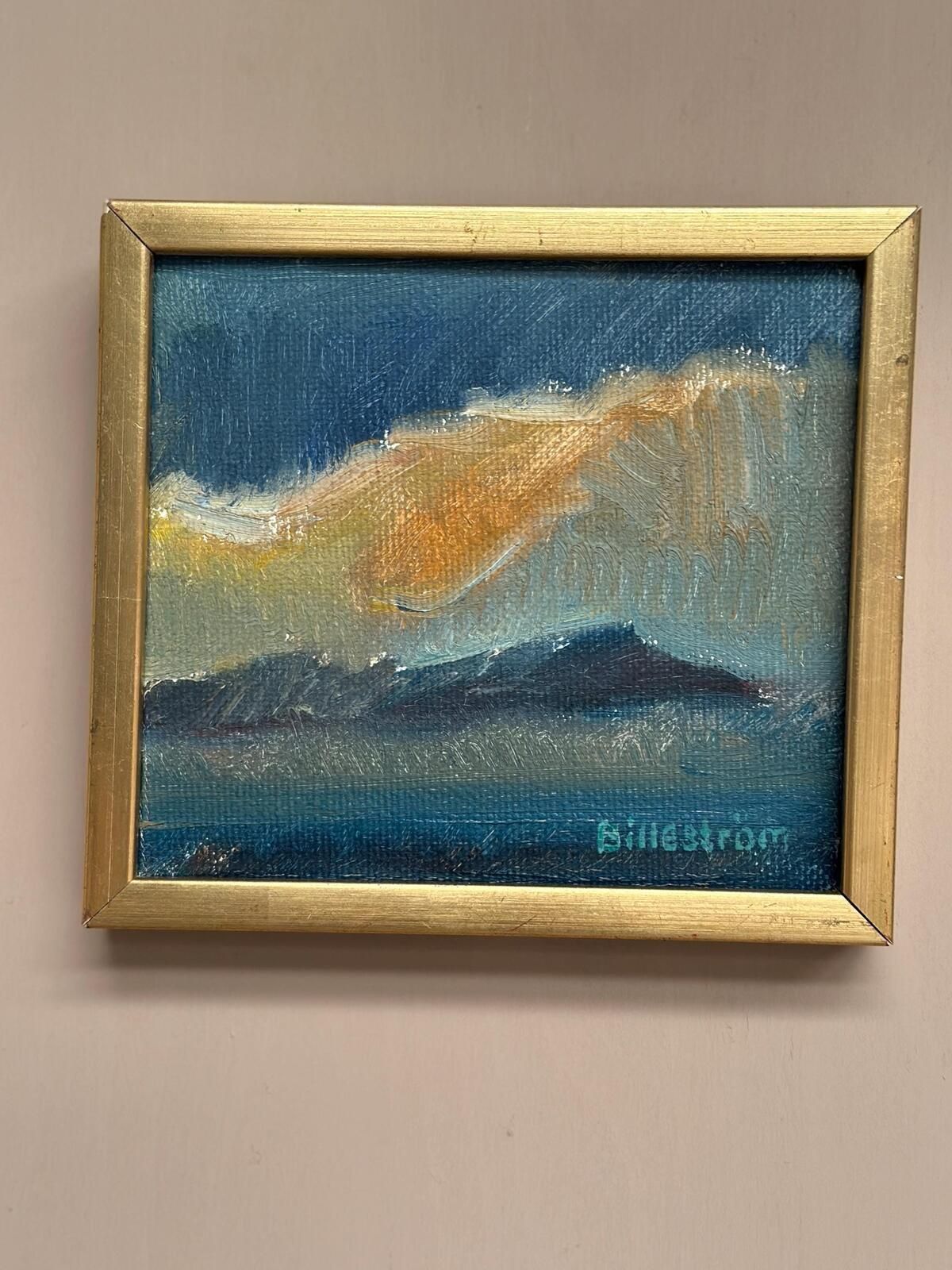 Original Swedish Oil On Canvas – “Glow Of Sunset” By Carl Erik Billeström – Vintage & Framed – 21 × 19 Cm (8.3" × 7.5") photo vinterior