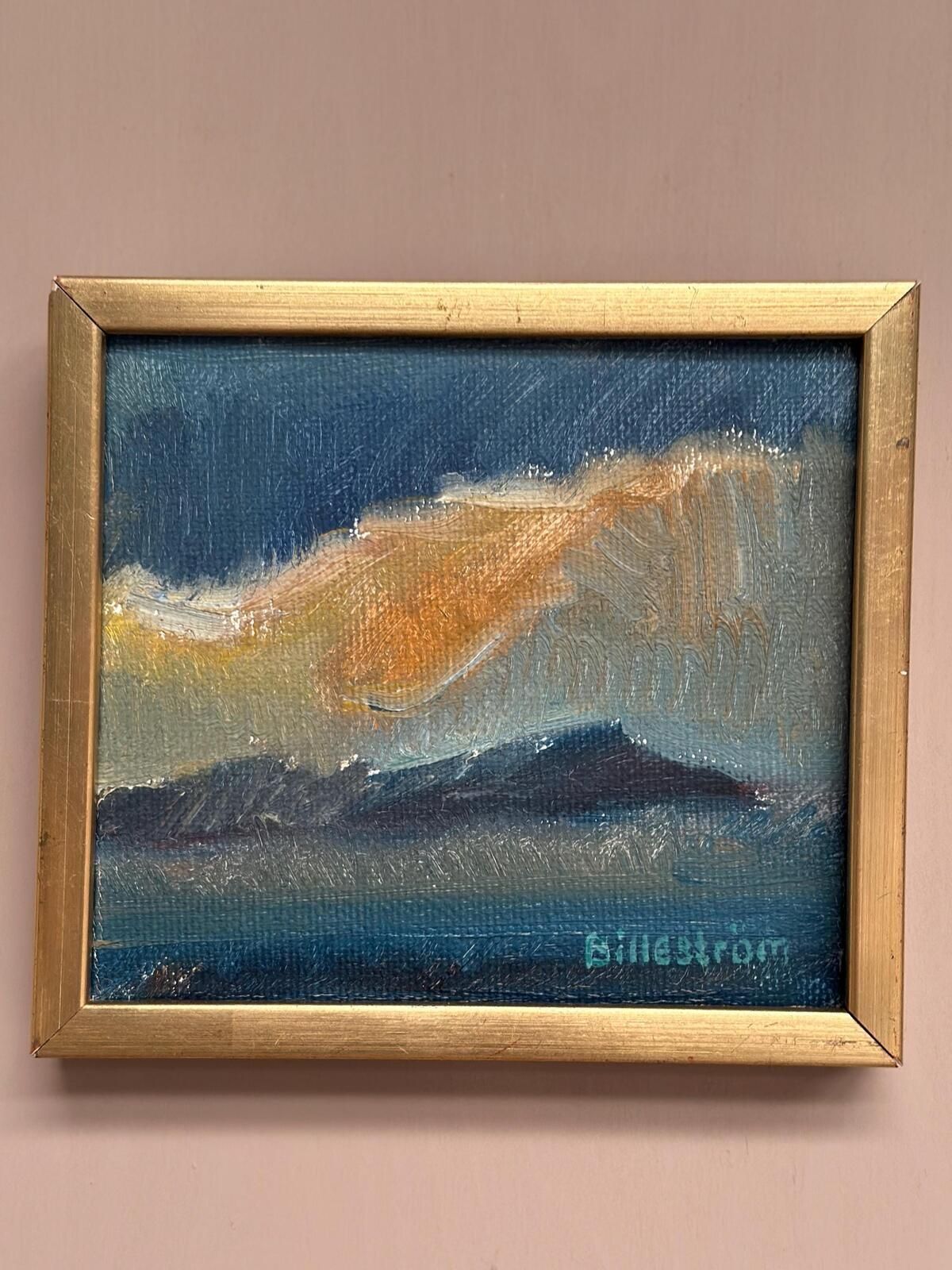 Original Swedish Oil On Canvas – “Glow Of Sunset” By Carl Erik Billeström – Vintage & Framed – 21 × 19 Cm (8.3" × 7.5") photo buy